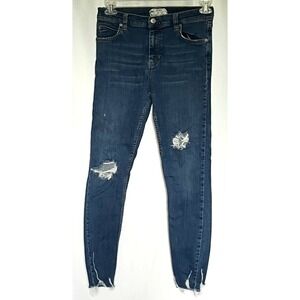 Free People Jeans Size 27‎ Mid Rise Stretch Distressed Skinny Leg Medium Wash